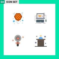 4 User Interface Flat Icon Pack of modern Signs and Symbols of construction biology cart store chemistry Editable Vector Design Elements