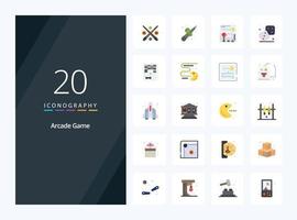 20 icono de color plano arcade para presentación vector