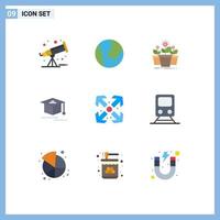 9 Creative Icons Modern Signs and Symbols of railway maximize pot enlarge graduation Editable Vector Design Elements