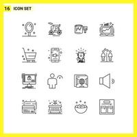 Universal Icon Symbols Group of 16 Modern Outlines of delete profit bucket market demand Editable Vector Design Elements