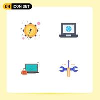 4 Flat Icon concept for Websites Mobile and Apps corps security laptop internet login Editable Vector Design Elements