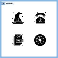 Modern Set of 4 Solid Glyphs Pictograph of had document wizard mobile page Editable Vector Design Elements