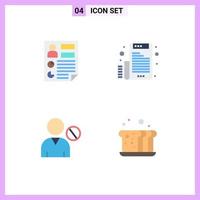 4 Universal Flat Icons Set for Web and Mobile Applications analytics avatar page email interface Editable Vector Design Elements