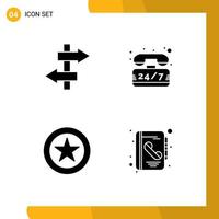 Editable Vector Line Pack of 4 Simple Solid Glyphs of board address help time contact Editable Vector Design Elements