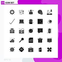 Set of 25 Modern UI Icons Symbols Signs for develop server settings care configuration light bulb Editable Vector Design Elements