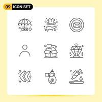 Universal Icon Symbols Group of 9 Modern Outlines of user personalization shirt personal text message Editable Vector Design Elements