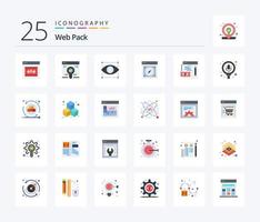 Web Pack 25 Flat Color icon pack including programming. web. design. safari. compass vector