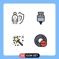 4 Creative Icons Modern Signs and Symbols of insurance magic person charge star Editable Vector Design Elements