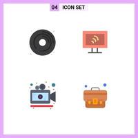 Modern Set of 4 Flat Icons Pictograph of cd video hobby service case Editable Vector Design Elements