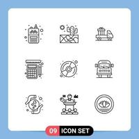 Modern Set of 9 Outlines and symbols such as multimedia disk ecommerce calculation tools Editable Vector Design Elements