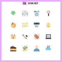 universal icono símbolos grupo de dieciséis moderno plano colores de Fruta comida Internet paquete mi buscar editable paquete de creativo vector diseño elementos