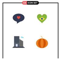 4 Universal Flat Icons Set for Web and Mobile Applications chat real estate heart love vegetable Editable Vector Design Elements