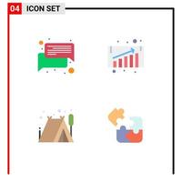 Set of 4 Modern UI Icons Symbols Signs for chat tent message sales game Editable Vector Design Elements