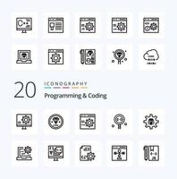 20 Programming And Coding Line icon Pack like development browser development programming develop vector