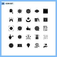 Mobile Interface Solid Glyph Set of 25 Pictograms of controller windows lotus app face Editable Vector Design Elements