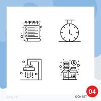 Stock Vector Icon Pack of 4 Line Signs and Symbols for list shower check list bath investment Editable Vector Design Elements