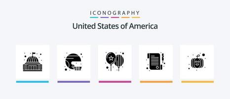 Usa Glyph 5 Icon Pack Including day. paper. sport. party. celebrate. Creative Icons Design vector