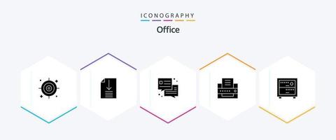 Office 25 Glyph icon pack including . . office. work. deck vector