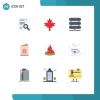 Set of 9 Modern UI Icons Symbols Signs for summer pizza data identification card card Editable Vector Design Elements