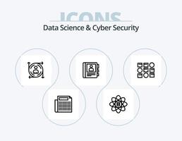 Data Science And Cyber Security Line Icon Pack 5 Icon Design. security. shield. news. scince. api vector