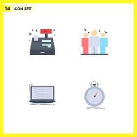 4 Thematic Vector Flat Icons and Editable Symbols of cash app shopping competitive developer Editable Vector Design Elements