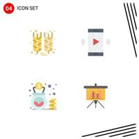 4 Flat Icon concept for Websites Mobile and Apps bottle bag wheat open volume money Editable Vector Design Elements