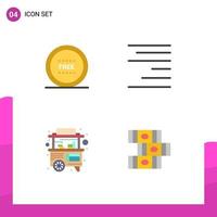 4 Flat Icon concept for Websites Mobile and Apps ecommerce stall line right thailand Editable Vector Design Elements