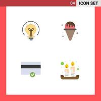 4 Universal Flat Icon Signs Symbols of bulb payment solution park easter Editable Vector Design Elements