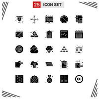 Universal Icon Symbols Group of 25 Modern Solid Glyphs of dry ui seo trash deny Editable Vector Design Elements