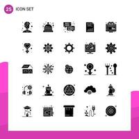 Editable Vector Line Pack of 25 Simple Solid Glyphs of paper finance ecommerce chart document Editable Vector Design Elements