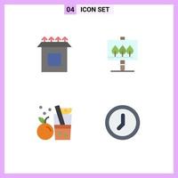 Modern Set of 4 Flat Icons Pictograph of box orange board beverage interface Editable Vector Design Elements