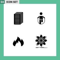 Pictogram Set of 4 Simple Solid Glyphs of business heating activity rope spark Editable Vector Design Elements