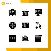 9 Universal Solid Glyphs Set for Web and Mobile Applications kitchen dinner food cake business Editable Vector Design Elements