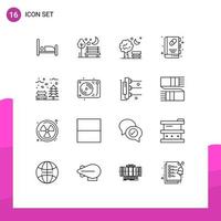 Set of 16 Vector Outlines on Grid for autumn health book bench booklet baloon Editable Vector Design Elements