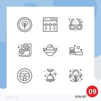 Modern Set of 9 Outlines Pictograph of setting code glasses codding valentines day Editable Vector Design Elements