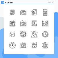 16 Universal Outline Signs Symbols of scanner qr blog page payment design Editable Vector Design Elements