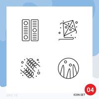 4 Universal Line Signs Symbols of archive healthy file cover hobby hair conditioning Editable Vector Design Elements