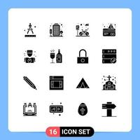 dieciséis creativo íconos moderno señales y símbolos de fontanero hombre parque pago tarjeta editable vector diseño elementos