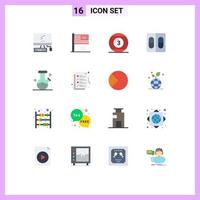 16 Universal Flat Color Signs Symbols of medical medicine fall snooker game Editable Pack of Creative Vector Design Elements