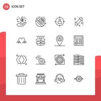 User Interface Pack of 16 Basic Outlines of up down go redial arrow target Editable Vector Design Elements