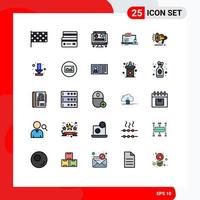 Filled line Flat Color Pack of 25 Universal Symbols of loud speaker chat computer computer course Editable Vector Design Elements