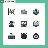 Stock Vector Icon Pack of 9 Line Signs and Symbols for device computer plant professional boy Editable Vector Design Elements