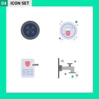 Pictogram Set of 4 Simple Flat Icons of button design sew tube project Editable Vector Design Elements