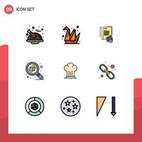 Filledline Flat Color Pack of 9 Universal Symbols of cap thinking note search design Editable Vector Design Elements