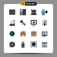 Pack of 16 creative Flat Color Filled Lines of big sound access radio password Editable Creative Vector Design Elements