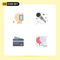 4 Universal Flat Icons Set for Web and Mobile Applications head payment thinking sound balloons Editable Vector Design Elements