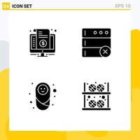 Set of 4 Modern UI Icons Symbols Signs for bill child price delete protection Editable Vector Design Elements