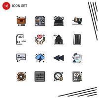 Set of 16 Modern UI Icons Symbols Signs for coding logistic media handcart home Editable Creative Vector Design Elements