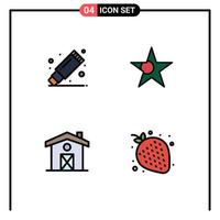 Stock Vector Icon Pack of 4 Line Signs and Symbols for remove canada stationary star strawberry Editable Vector Design Elements
