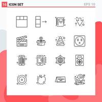 16 Creative Icons Modern Signs and Symbols of idea box arrow film flap clapper Editable Vector Design Elements